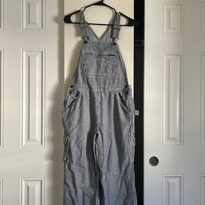 Vintage Duluth striped blue and white conductor overalls size XS